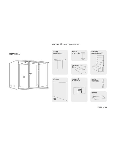 complements disponibles pour cabine acoustique 6 personnes domus XL mobellinea
