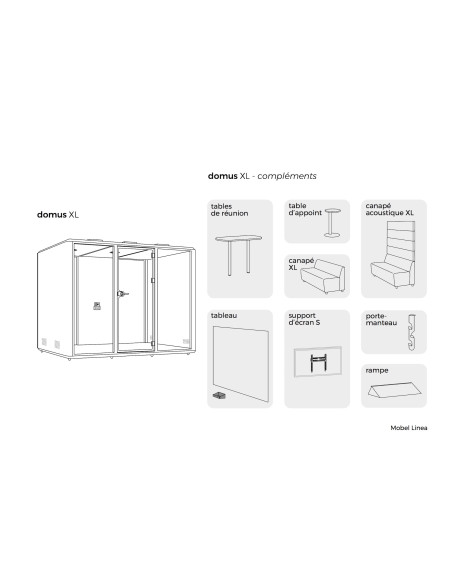 complements disponibles pour cabine acoustique 6 personnes domus XL mobellinea