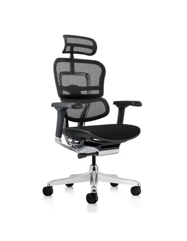 siège ergonomique en resille avec accoudoirs assise et dossier resille noire