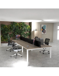 bureau bench 4 personnes en face a face tempo mobel-linea plateau acacia clair pieds blanc.jpg