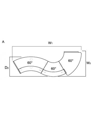 Grande banque d’accueil Valde forme vague avec accès PMR à droite ou à gauche au choix - MDD