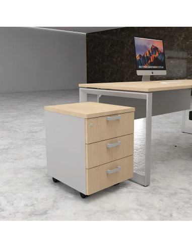 caisson 3 tiroirs Mobellinea coloris chene moyen-alu