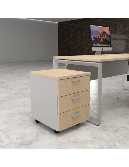 caisson 3 tiroirs Mobellinea coloris chene moyen-alu