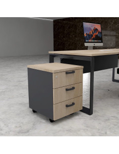 caisson 3 tiroirs Mobellinea coloris acacia clair-anthracite