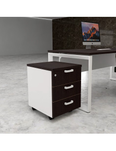 caisson 3 tiroirs Mobellinea coloris wenge-blanc