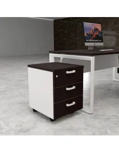 caisson 3 tiroirs Mobellinea coloris wenge-blanc
