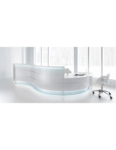 Grande banque d’accueil Valde forme vague avec accès PMR à droite ou à gauche au choix - MDD