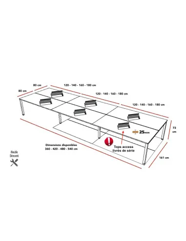 dimensions-bureaux-bench-6-personnes