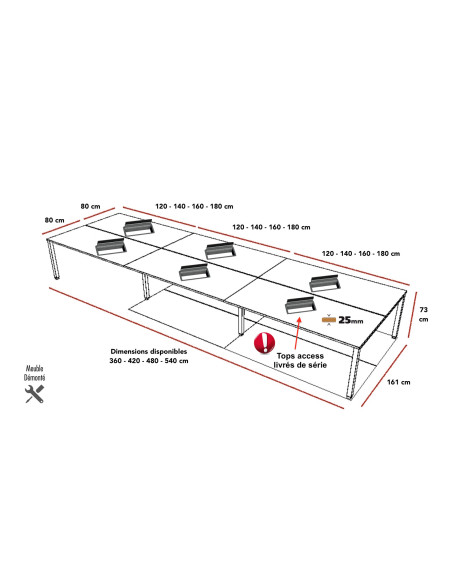 dimensions-bureaux-bench-6-personnes