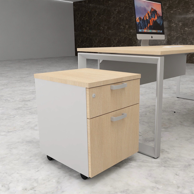 caisson 2 tiroirs Mobellinea colors chene moyen-alu