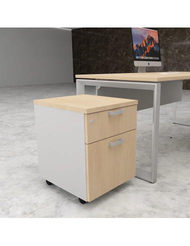 caisson 2 tiroirs Mobellinea colors chene moyen-alu