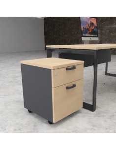 caisson 2 tiroirs Mobellinea coloris chene moyen- anthracite