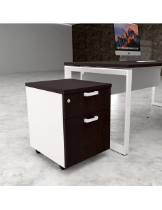 caisson 2 tiroirs dont dossiers suspendus Mobellinea coloris wenge-blanc