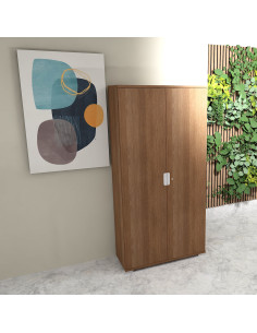 armoire de bureau a portes battantes tak mobel linea hauteur 200 cm coloris acacia fonce