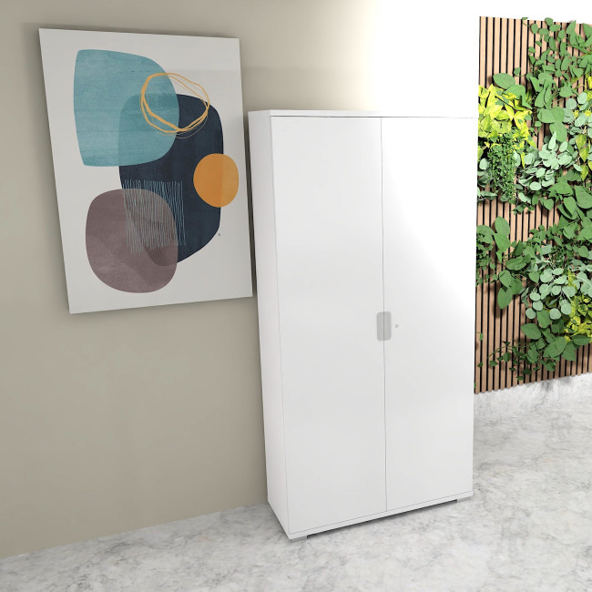 armoire de bureau a portes battantes tak mobel linea hauteur 200 cm coloris blanc