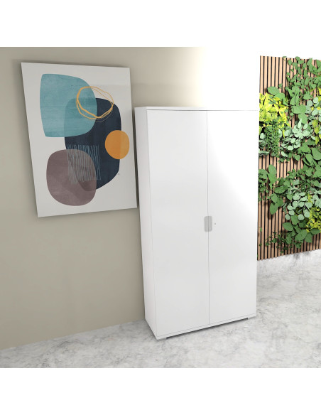 armoire de bureau a portes battantes tak mobel linea hauteur 200 cm coloris blanc