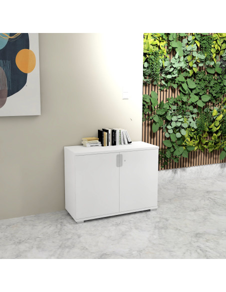 armoire de bureau a portes battantes tak mobel linea hauteur 77 cm coloris blanc