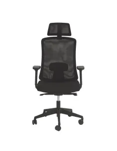 Chaise de bureau ergonomique en maille noire avec appui-tête réglable et accoudoirs, design moderne pour bureau professionnel 2