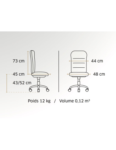 dimensions fauteuil bureautique wendy sitek