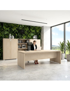 bureau-direction-droit-design-tak-pas cher-mobel-linea-coloris-acacia-clair-avec rangement