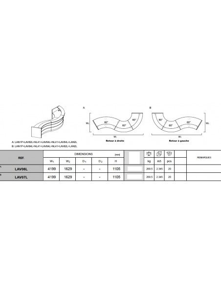 Bureau d’accueil Valde en forme de vague version haute - MDD