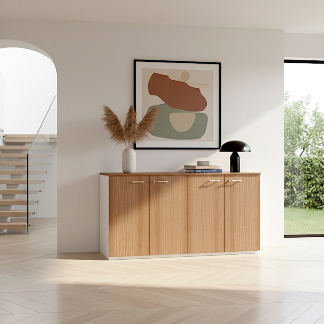 armoire basse quatre portes battantes avec serrure quadrifoglio