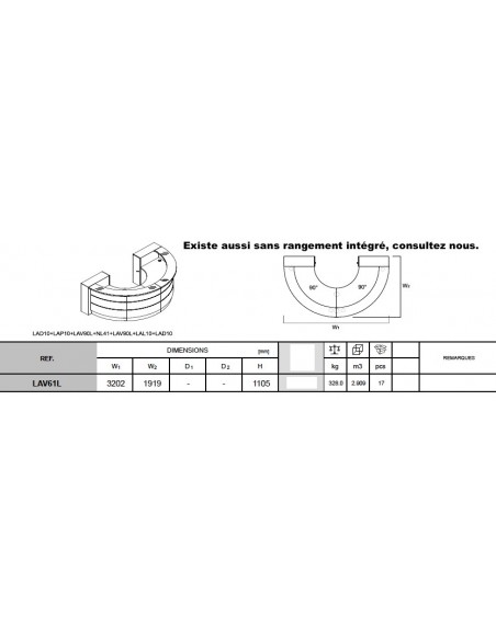 Banque d'accueil Valde forme demi-lune avec armoires intégrées - MDD