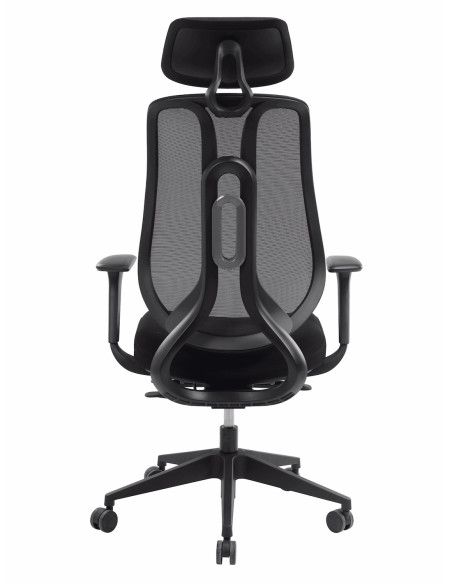 Vue arrière du fauteuil Ziggy  - Sitek montrant la structure du dossier en résille et le renfort lombaire réglable