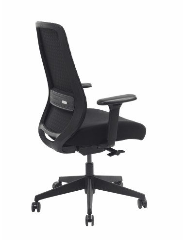 Vue arrière du siège PRISMA montrant le soutien lombaire réglable et le piétement étoile 5 branches