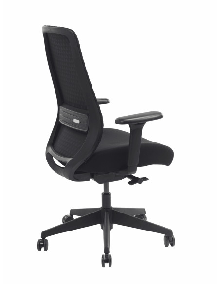 Vue arrière du siège PRISMA montrant le soutien lombaire réglable et le piétement étoile 5 branches