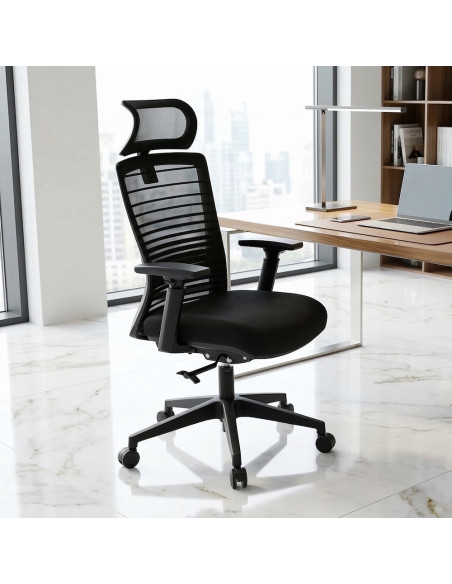 chaise-bureau-ergonomique-noire-appuie-tete-ajustable