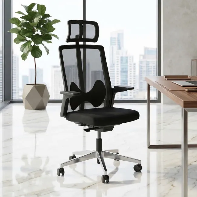 chaise-bureau-ergonomique-maille-noire-appuie-tete