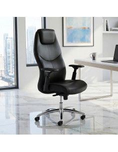 fauteuil-direction-sitek-alvin-noir-cuir-pied-chrome