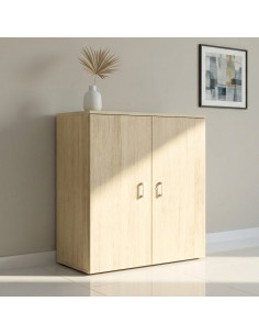 Armoire moyenne Mobel Linea en chêne moyen avec portes battantes et serrure