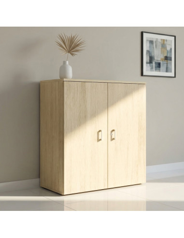 Armoire moyenne Mobel Linea en chêne moyen avec portes battantes et serrure