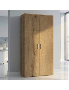 armoire-bureau-bois-clair-chene-veine-rangement-dossiers, portes battantes avec serrure