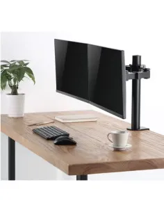 support double écran LogiLink BP0106 sur un bureau en bois.