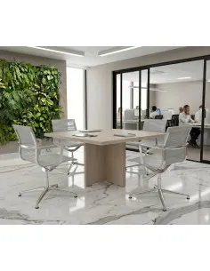 table-reunion-carre-4-places-tak-mobellinea-acacia-clair avec 4 chaises