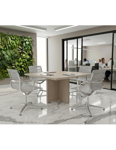 table-reunion-carre-4-places-tak-mobellinea-acacia-clair avec 4 chaises
