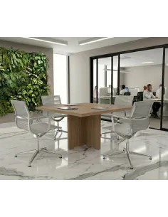 table-reunion-carre-4-places-tak-mobellinea-acacia-fonce avec 4 chaises