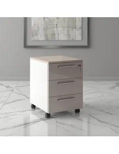 caisson de bureau 3 tiroirs blanc façade bleu fonce brillant 2