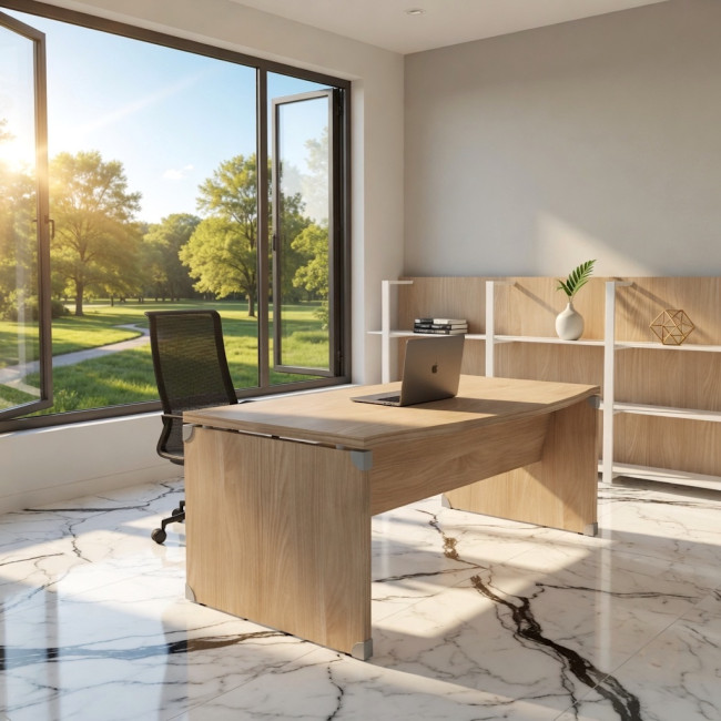 bureau de Manager avec façade arrondie coloris orme série X time Stop - Quadrifoglio