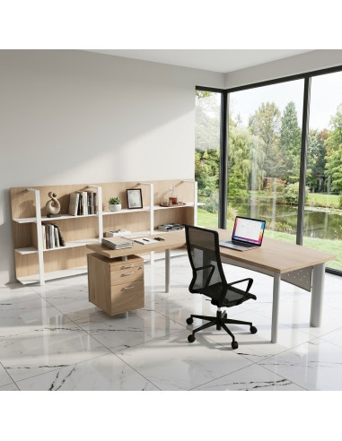 bureau-direction-plateau-courbe-xtime-next-quadrifoglio-coloris-orme-avec-retour-caisson-2-tiroirs