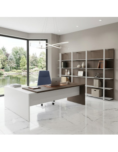 bureau manager avec retour droite T45 quadrifoglio vue face coloris eucalyptus