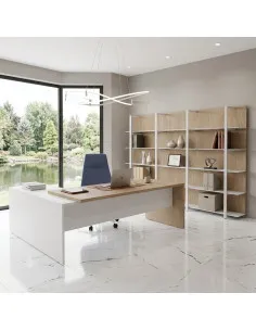 bureau manager avec retour droite T45 quadrifoglio vue face coloris orme