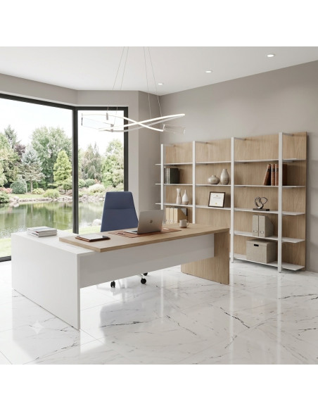 bureau manager avec retour droite T45 quadrifoglio vue face coloris orme