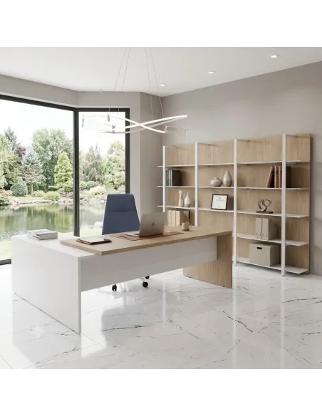 bureau manager avec retour droite T45 quadrifoglio vue face coloris orme