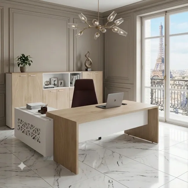 bureau-manager-T45-quadrifoglio-meuble-retour-droite-coloris-orme-blanc