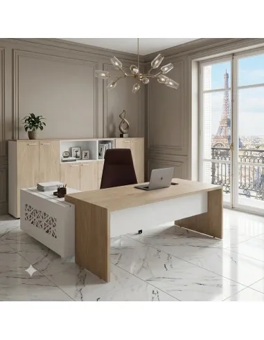 bureau-manager-T45-quadrifoglio-meuble-retour-droite-coloris-orme-blanc