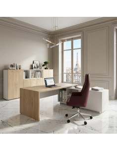 bureau-manager-T45-quadrifoglio-meuble-retour-droite-coloris-orme-blanc 2